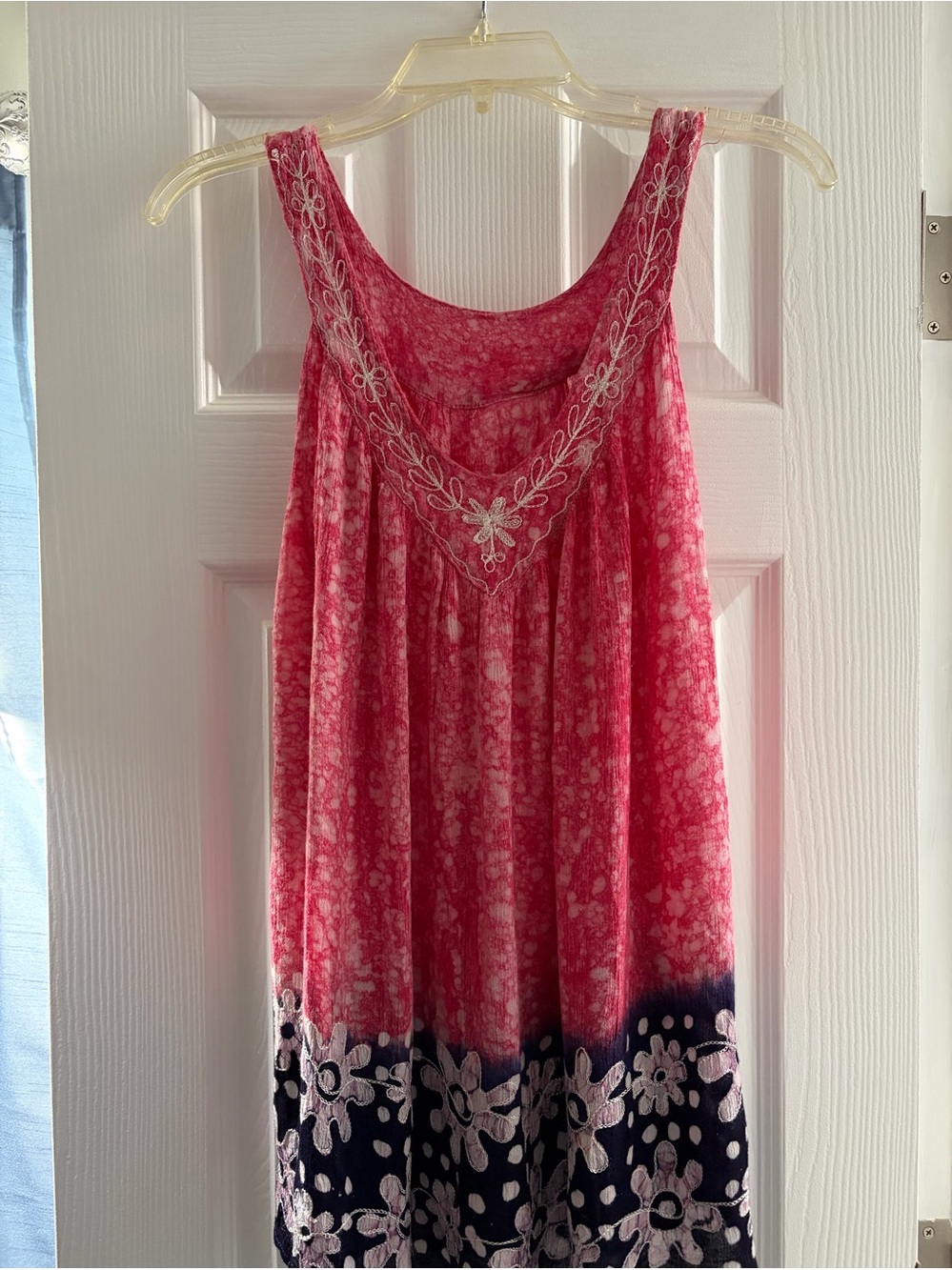 Sleeveless Red, White and Blue Floral Dip-Dye Women's Tank Top